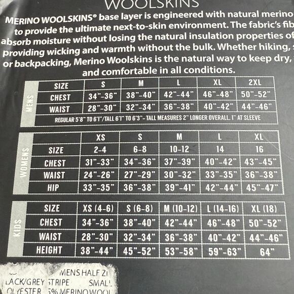 Terramar Merino Woolskins Shirt Size S 1/2 Zip Pullover Base Layer Striped - Picture 16 of 16